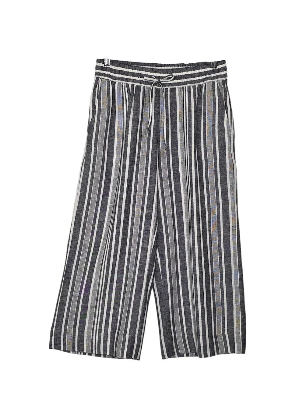 Banana Republic Black & White Striped Wide-Leg Pull-On Cropped Pants Size XS